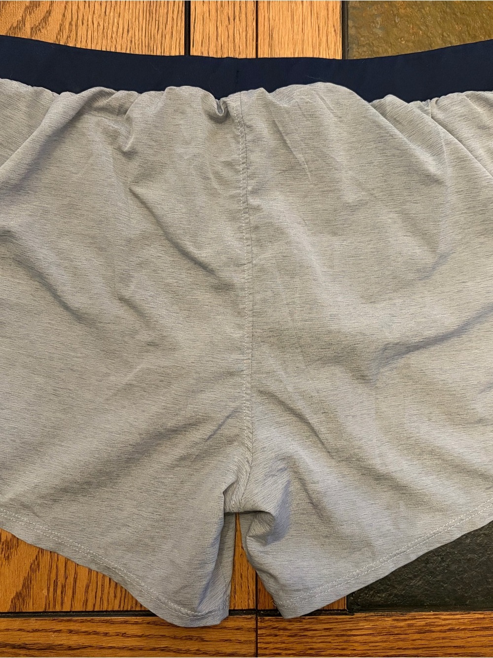 Under Armour Gray Athletic Shorts with Navy Waistband - Picture 2 of 3